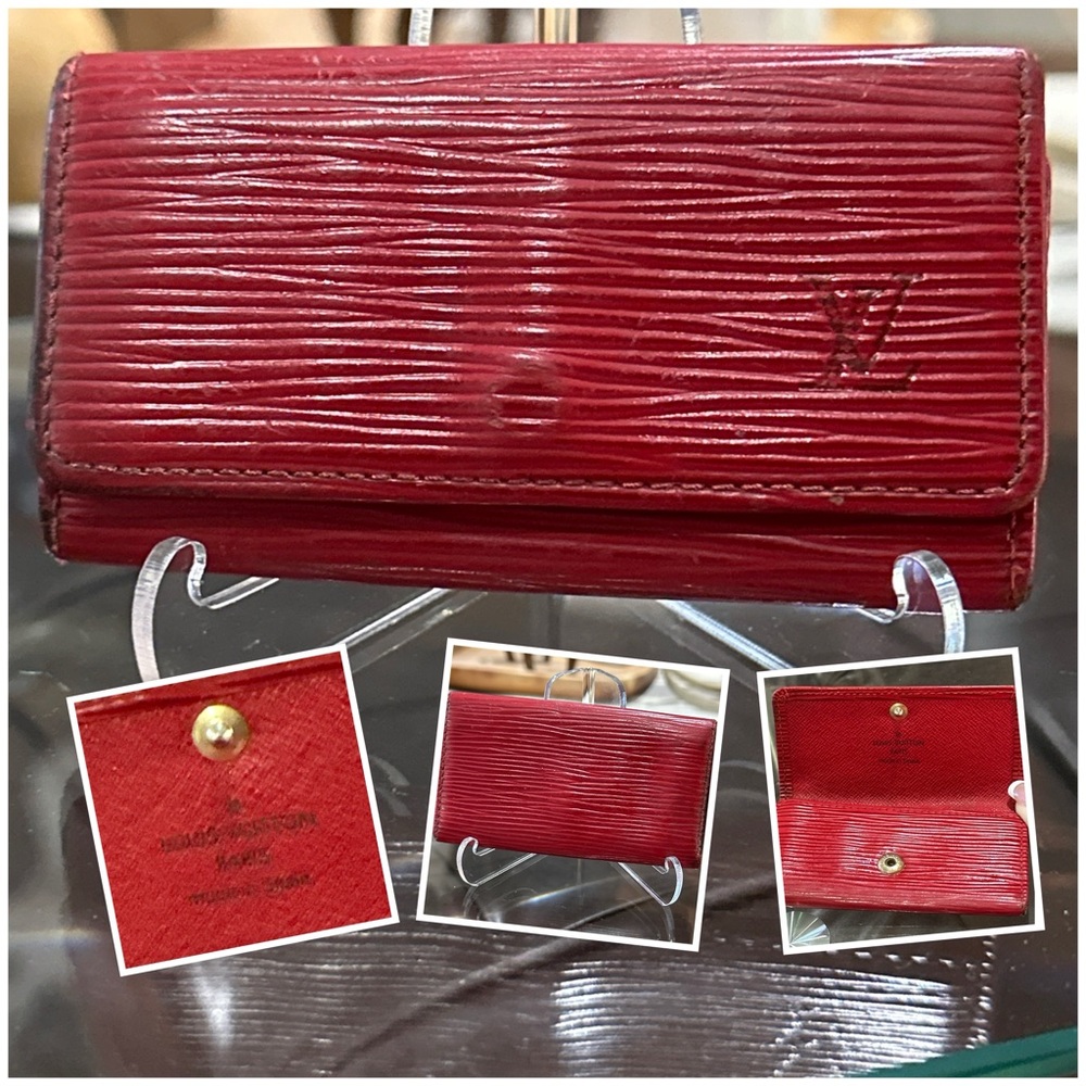 Gorgeous Authentic Louis Vuitton VINTAGE Monogram 4-Key Trifold Case, EPI Red